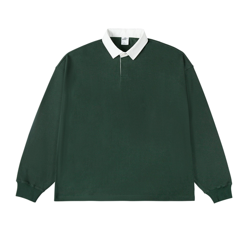 헤비웨이트 폴로 칼라 긴팔 셔츠 - green / XL