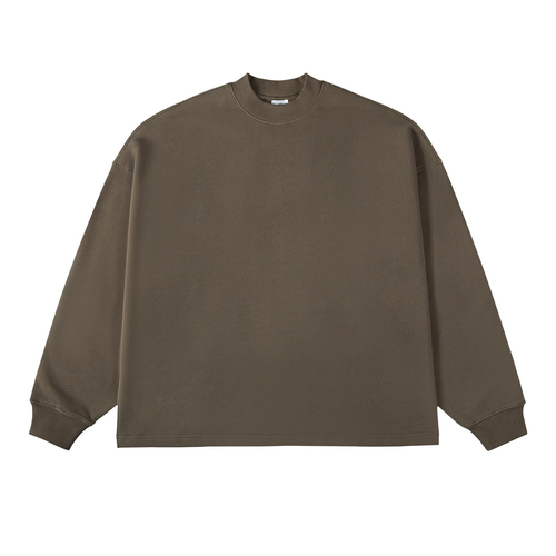 Felpa con collo alto e spalle cadenti - Brown / S