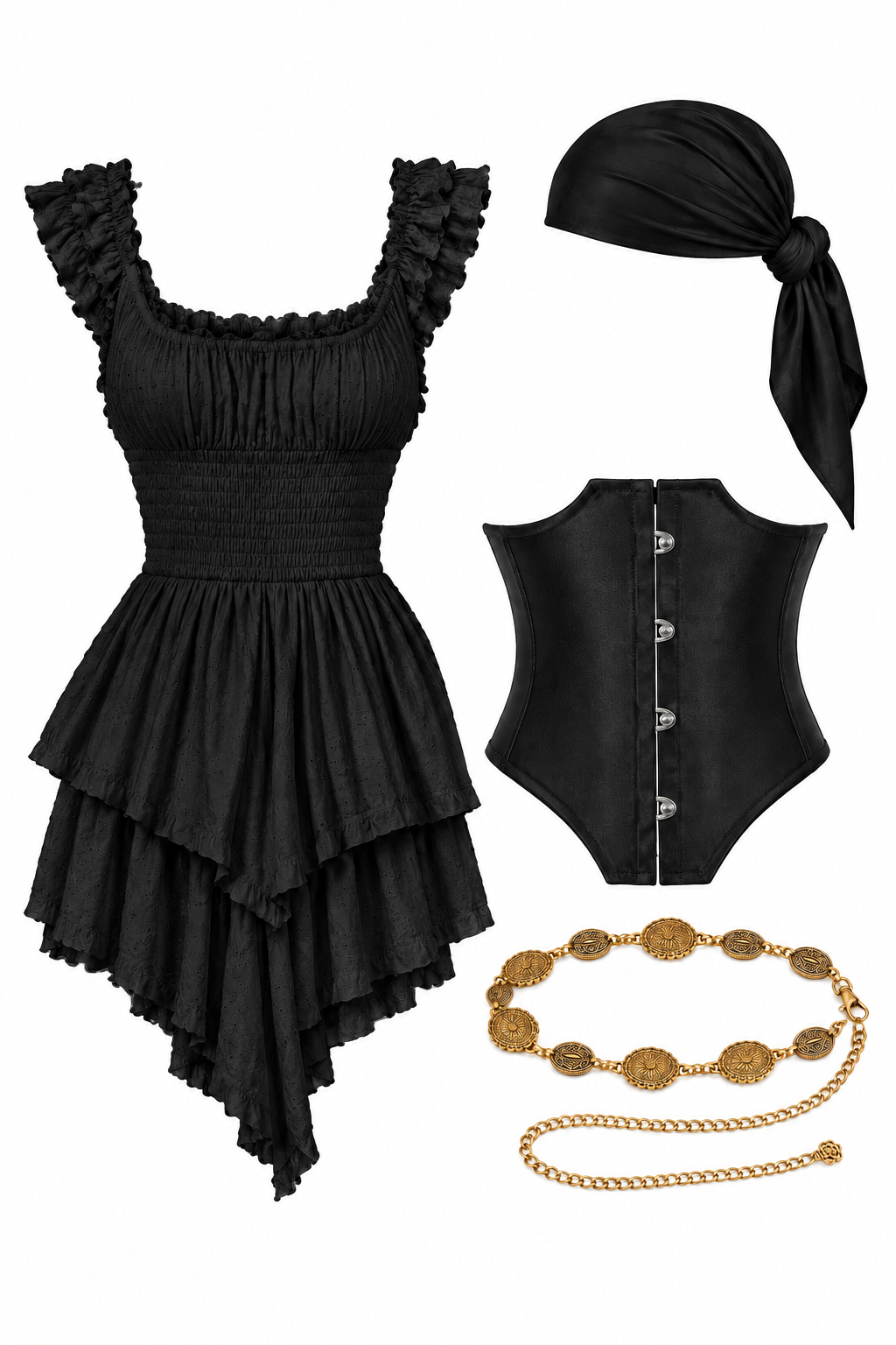 Halloween Pirate Costume Bundle - Black Edition