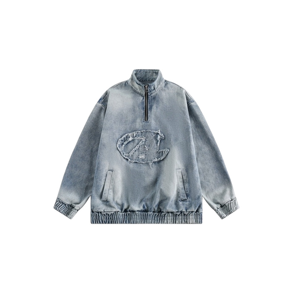 Sweat-shirt ample en denim délavé