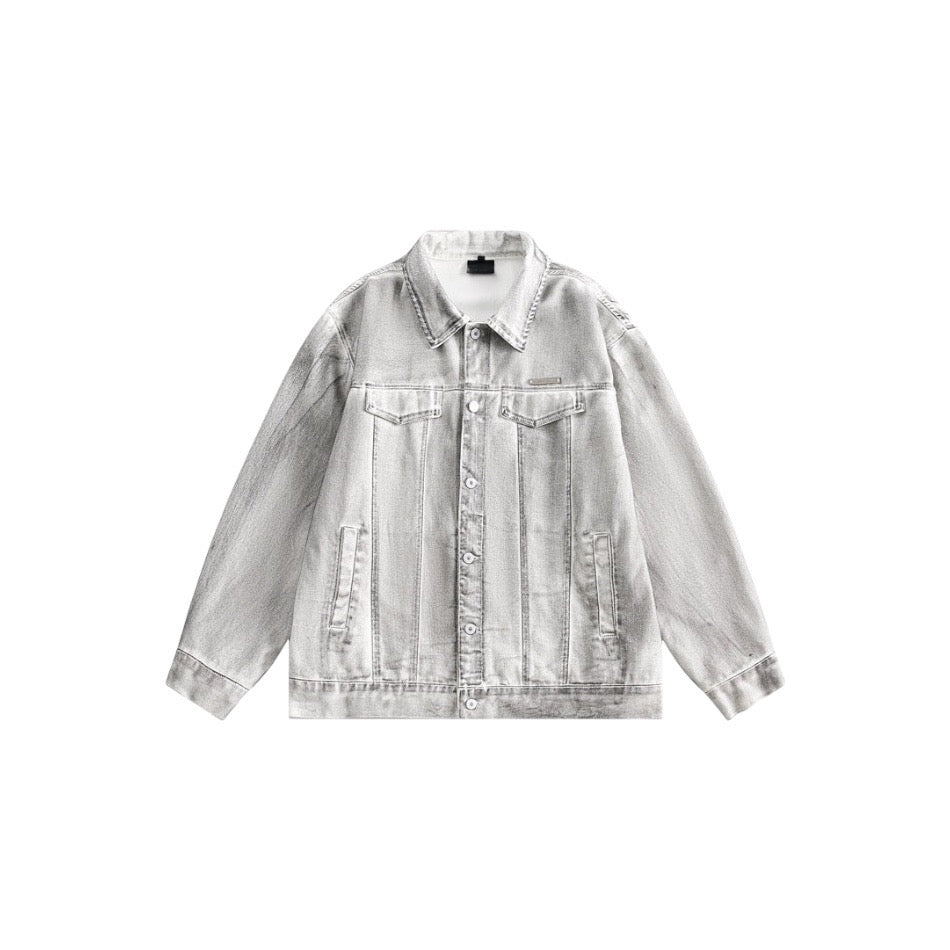 Veste de travail en denim vieilli rétro