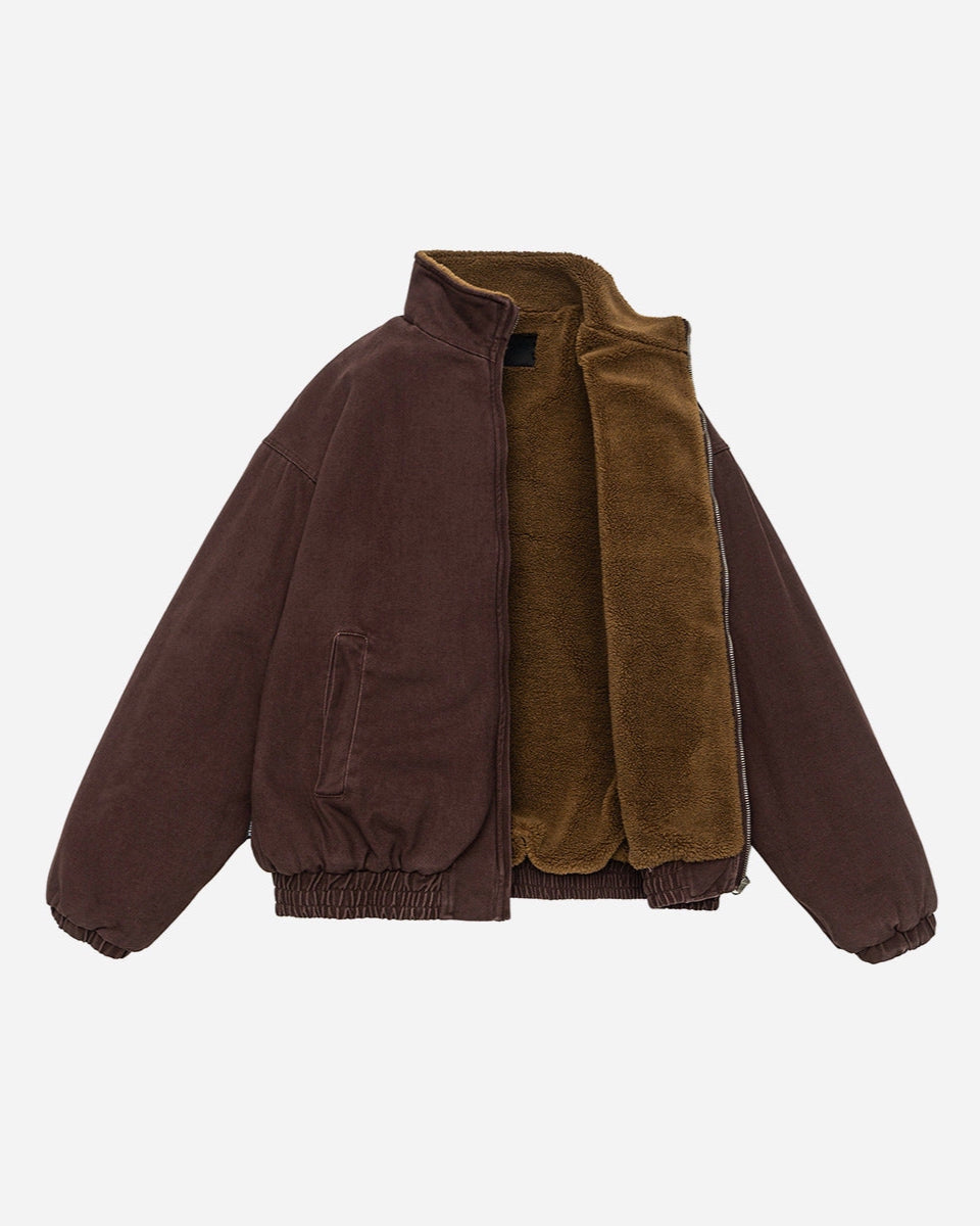 Chaqueta de lana de cordero de estilo retro de trabajo