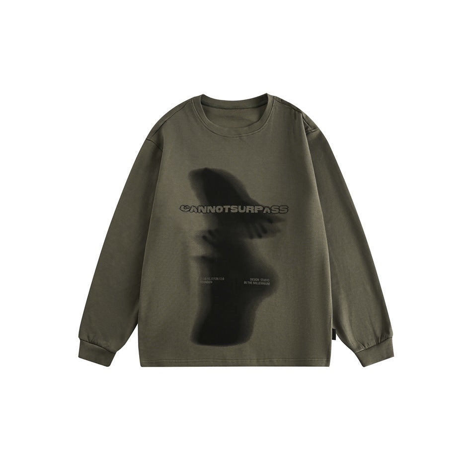 Shadow Print Round Neck Sweatshirt