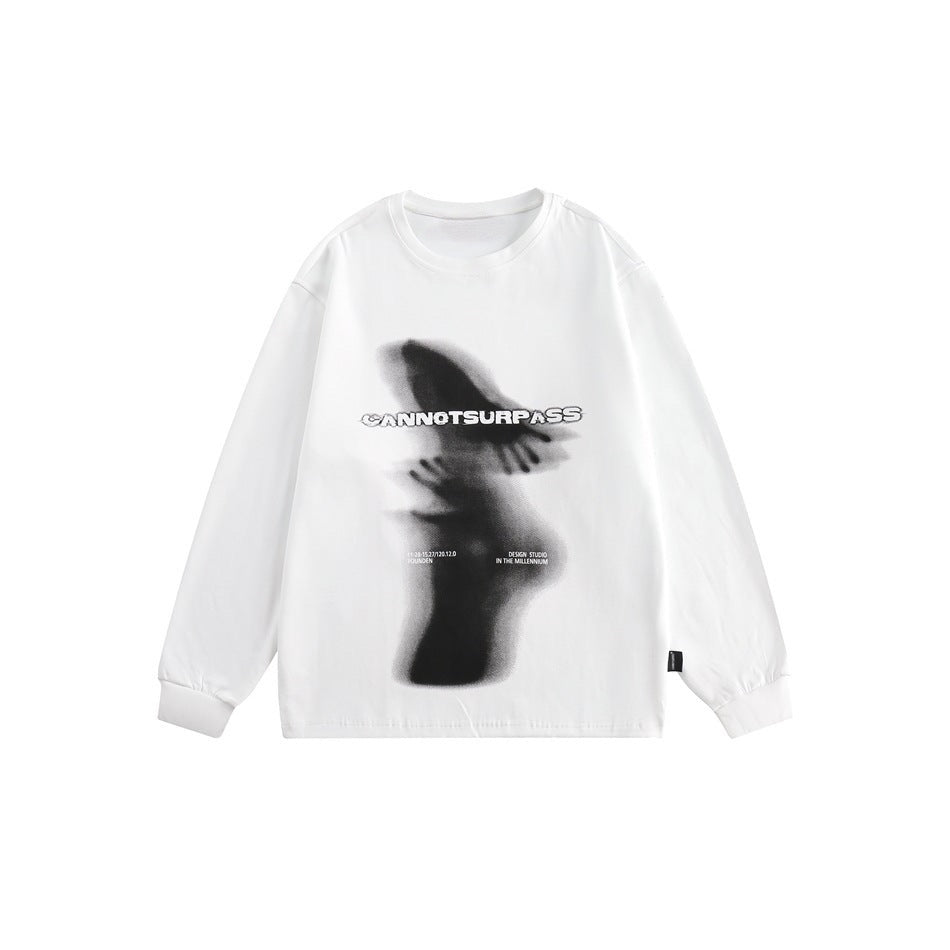 Shadow Print Round Neck Sweatshirt