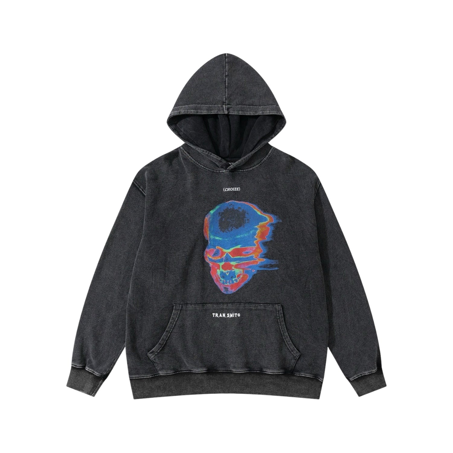 Sweat à capuche imprimé crâne fondu