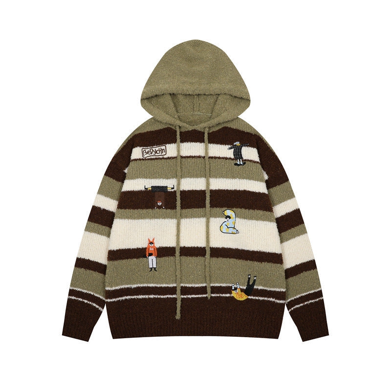 Cartoon Embroidered Hooded Sweater