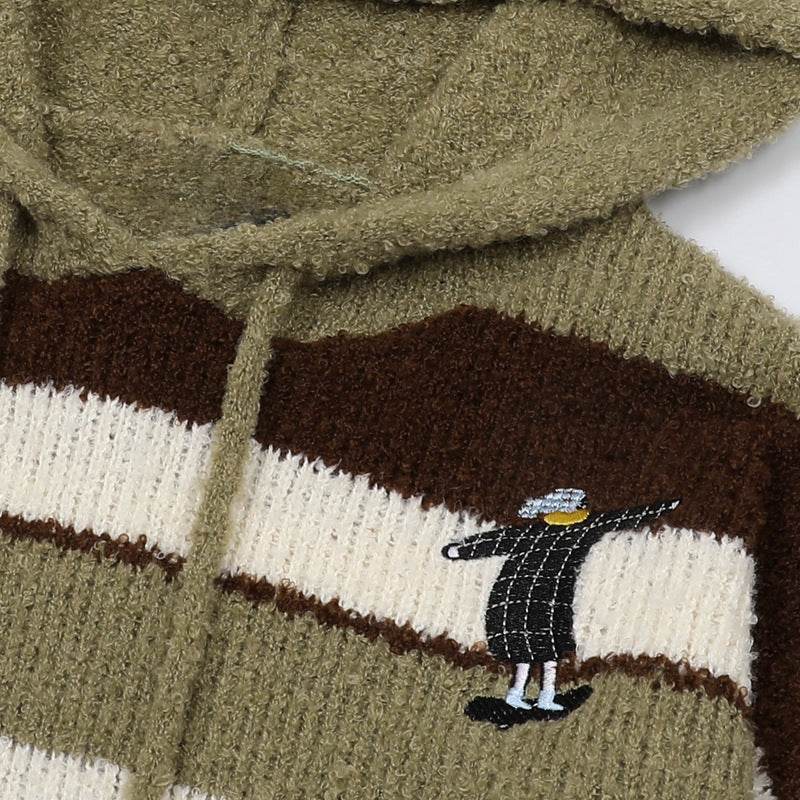 Pull à capuche brodé de dessin animé