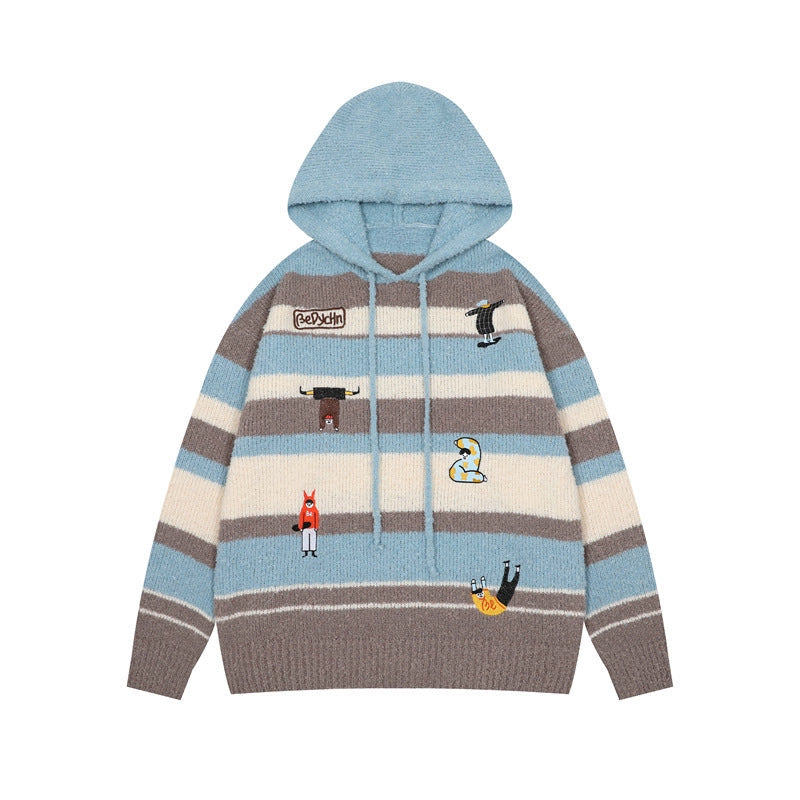 Pull à capuche brodé de dessin animé
