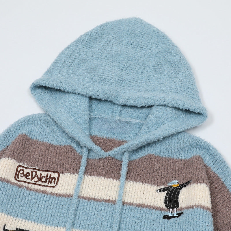 Pull à capuche brodé de dessin animé
