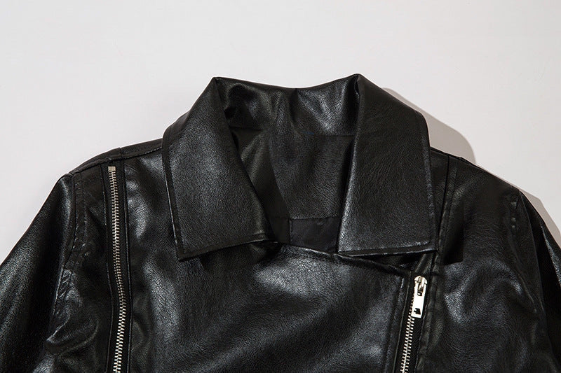 Cropped Loose Leather Jacket