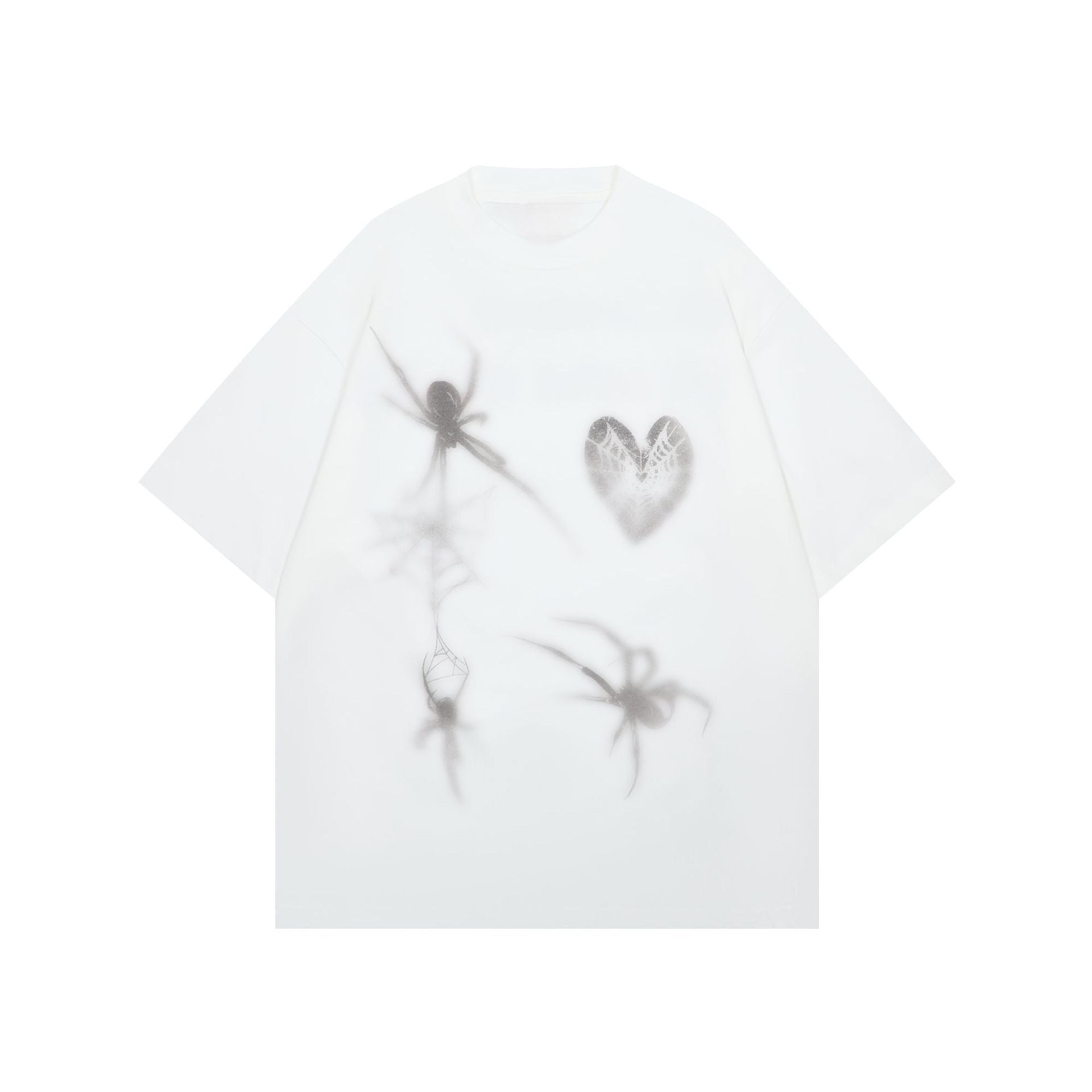 Spider Heart Print Washed T-shirt