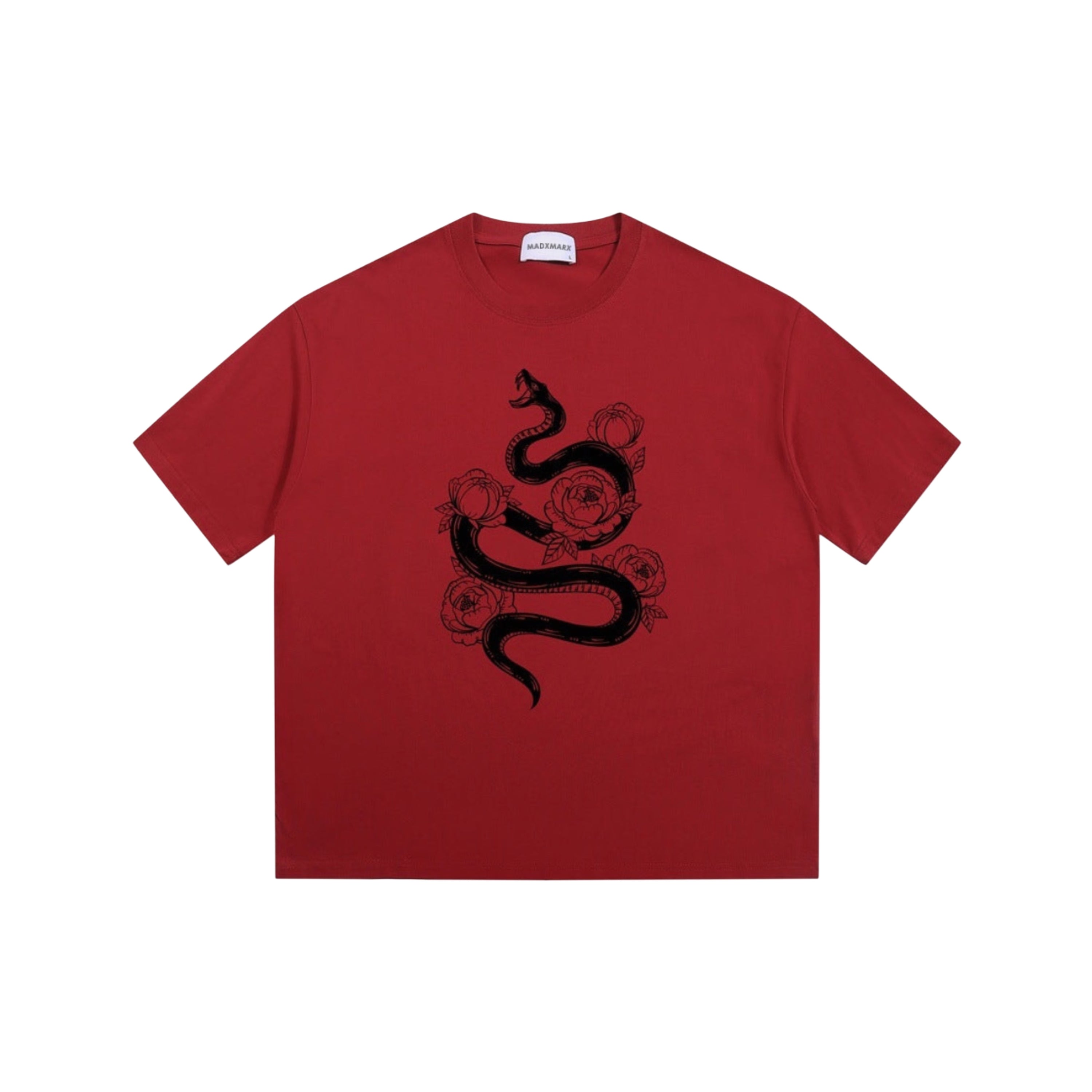 Camiseta holgada con estampado de serpiente y flores de MADXMARX