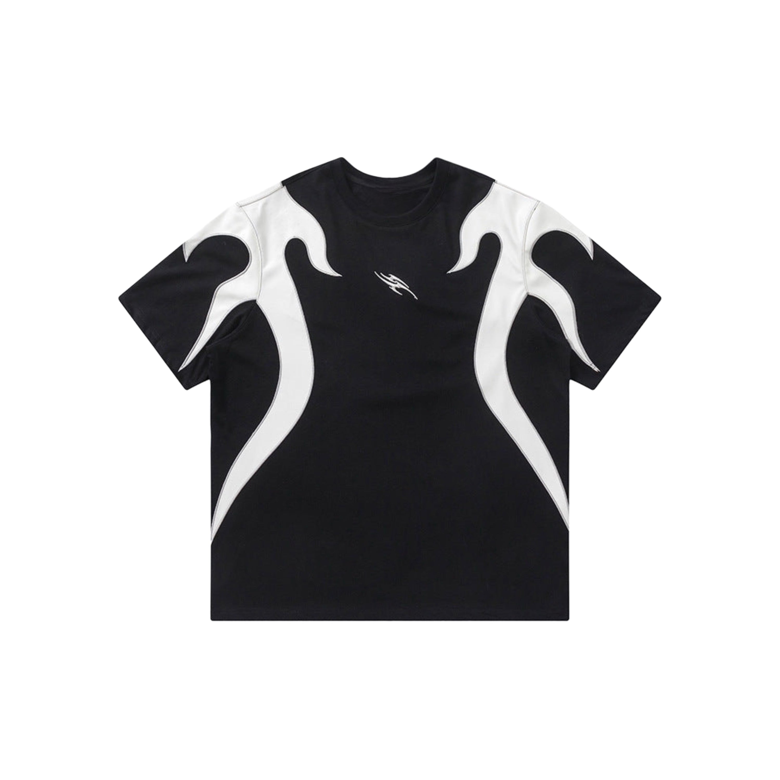 Embroidered White Flame Loose T-shirt