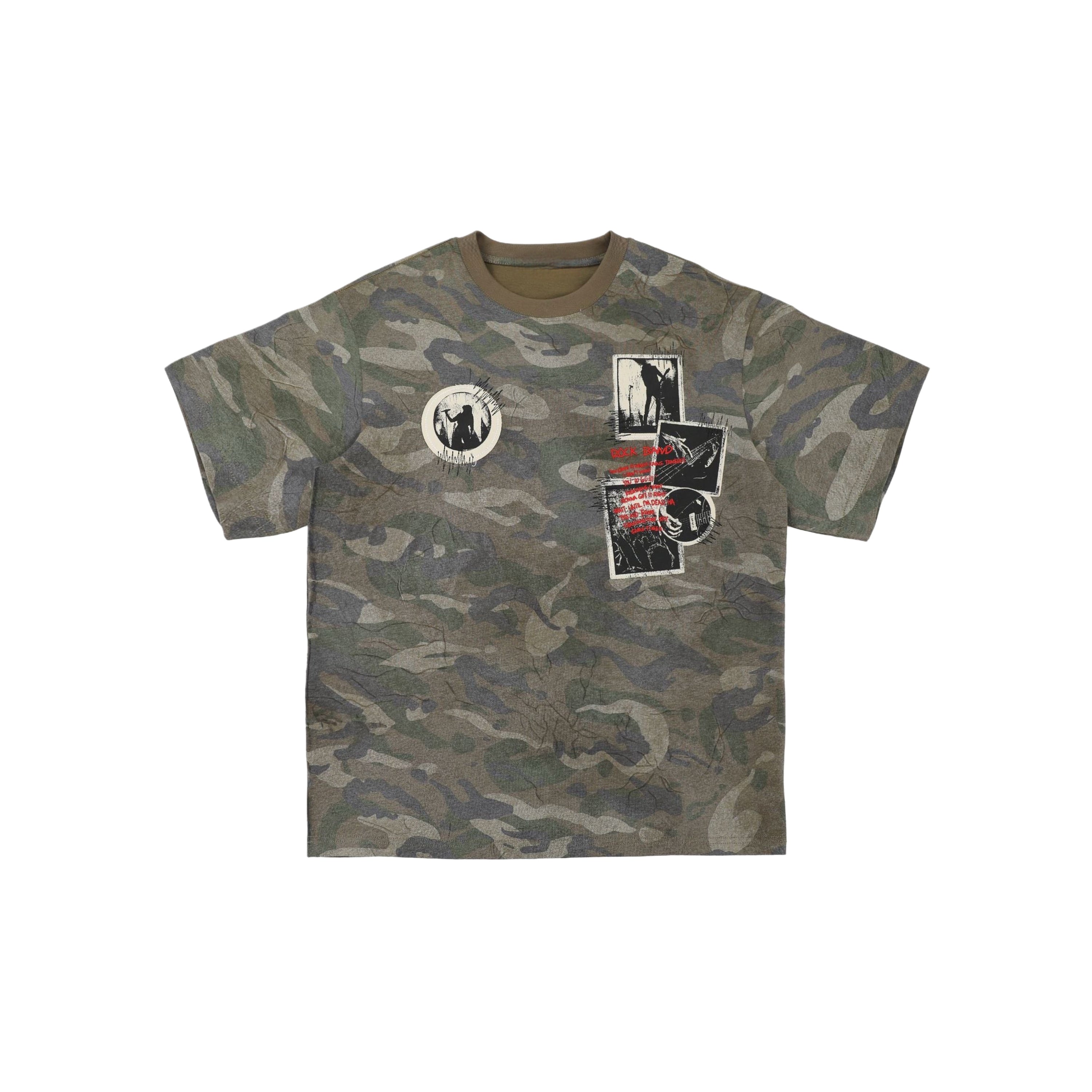 T-shirt ample imprimé camouflage avec autocollants