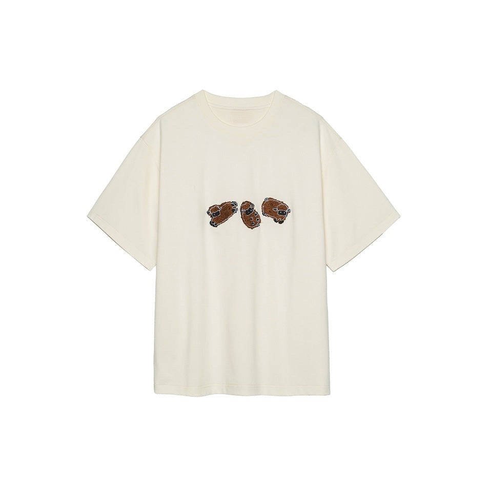 Jacquard Three Little Sheep Wool Knit T-shirt
