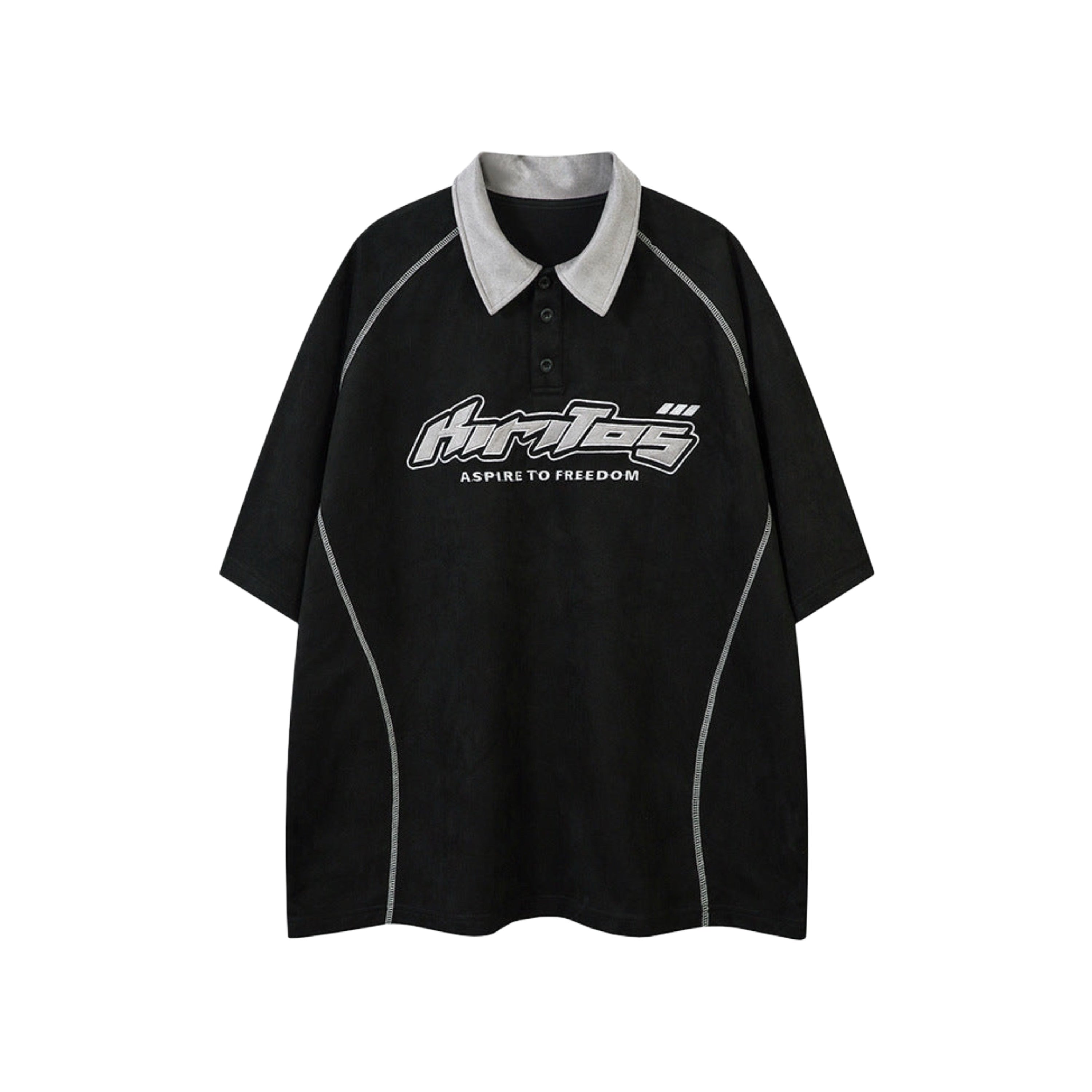 Roll-neck Embroidered Polo T-shirt