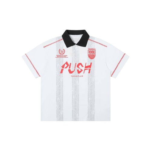 Retro-Rad-Print Polo-Trikot - M / Weiß