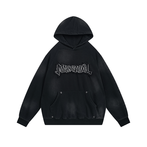 Sudadera con capucha bordada y estampado "Material" - Negro / M