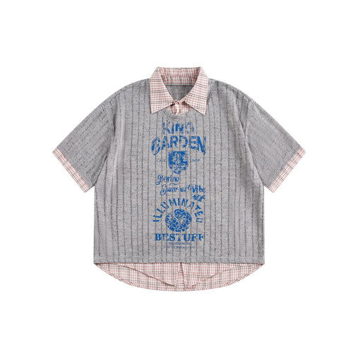 Camiseta de malla con cuello a cuadros Madxmarx - M / Gris