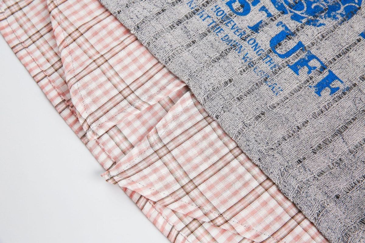 Madxmarx Plaid Collar Mesh Tee