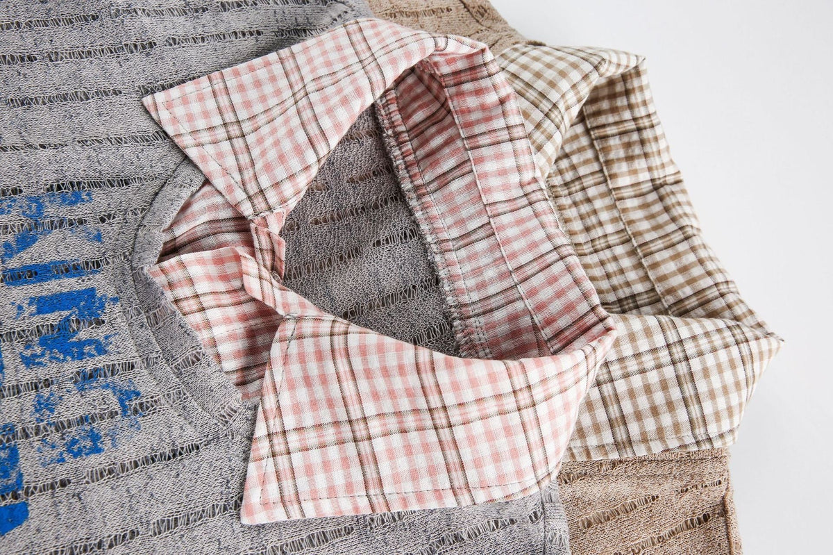 Madxmarx Plaid Collar Mesh Tee