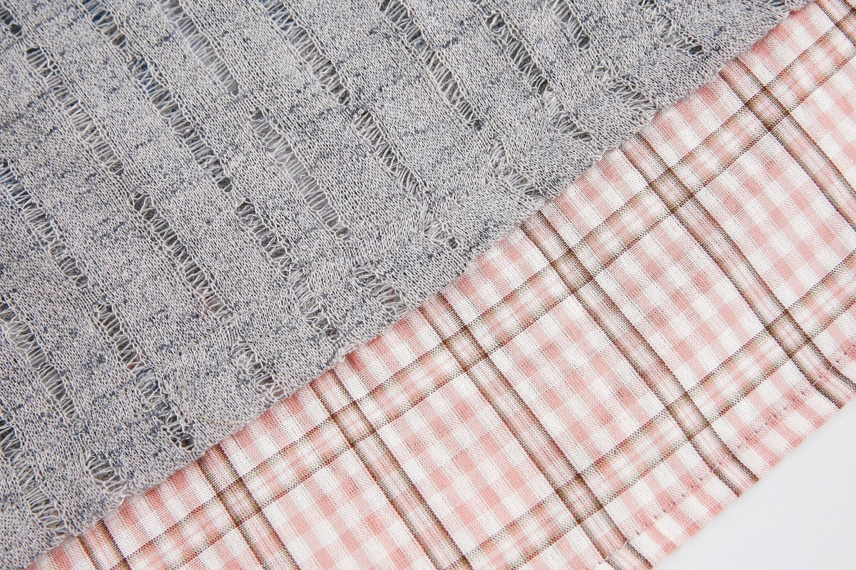 Madxmarx Plaid Collar Mesh Tee