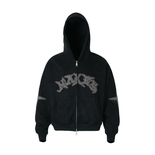 Madxmarx Washed Logo Zip-Up Hoodie - M / Black