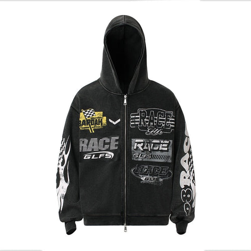 Madxmarx Racing Graphic Zip Hoodie - M / Black