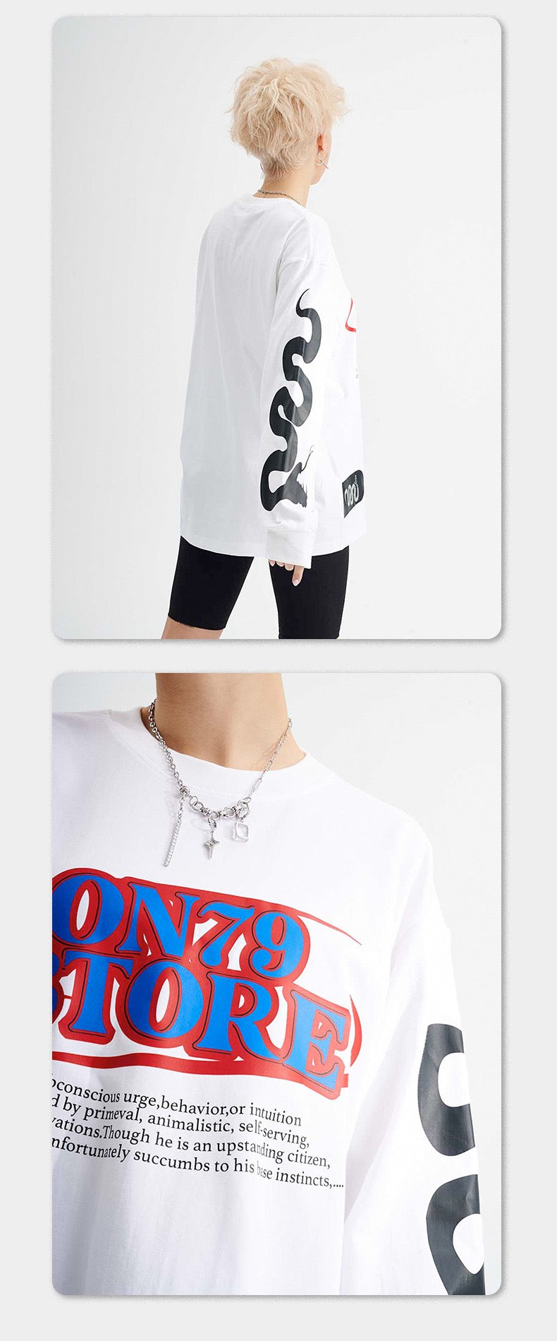 Camiseta de algodón de manga larga con gráfico Madxmarx ON78