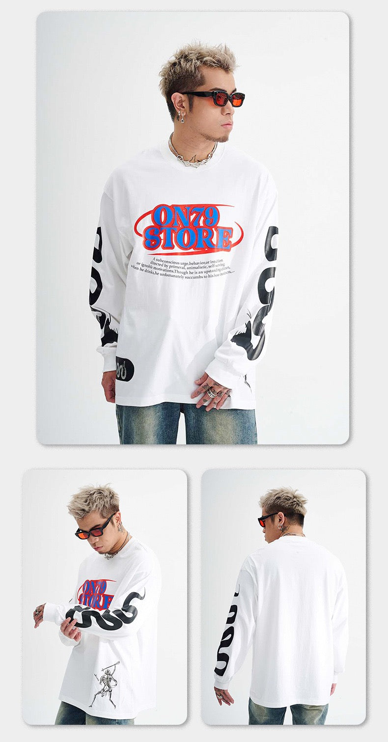 Camiseta de algodón de manga larga con gráfico Madxmarx ON78