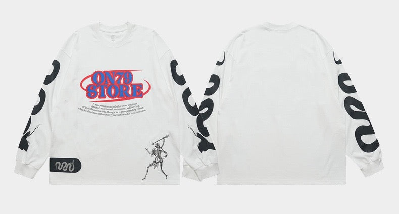Camiseta de algodón de manga larga con gráfico Madxmarx ON78