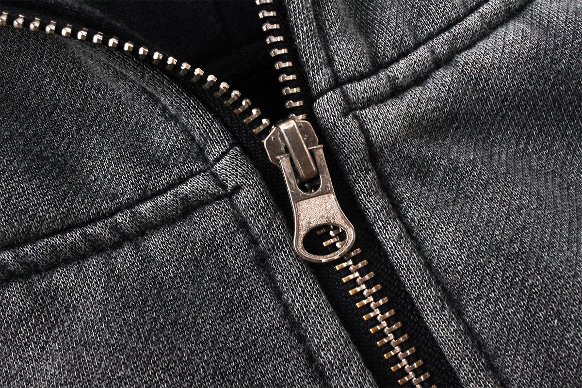 Madxmarx Full-Zip Masked Washed Hoodie