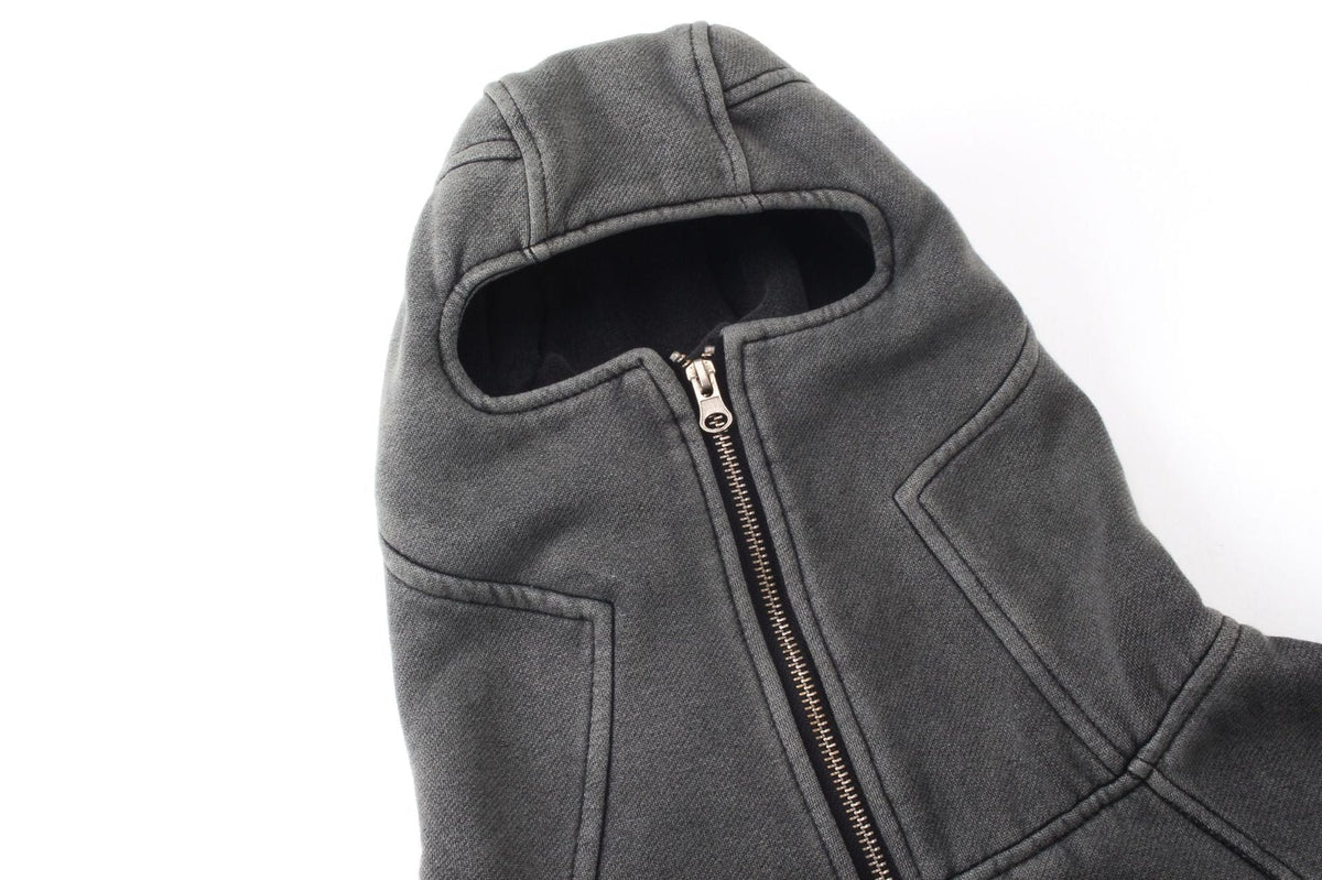 Madxmarx Full-Zip Masked Washed Hoodie