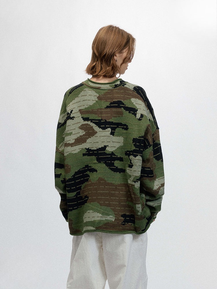 Madxmarx Tactical Camo V-Neck Knit Pullover
