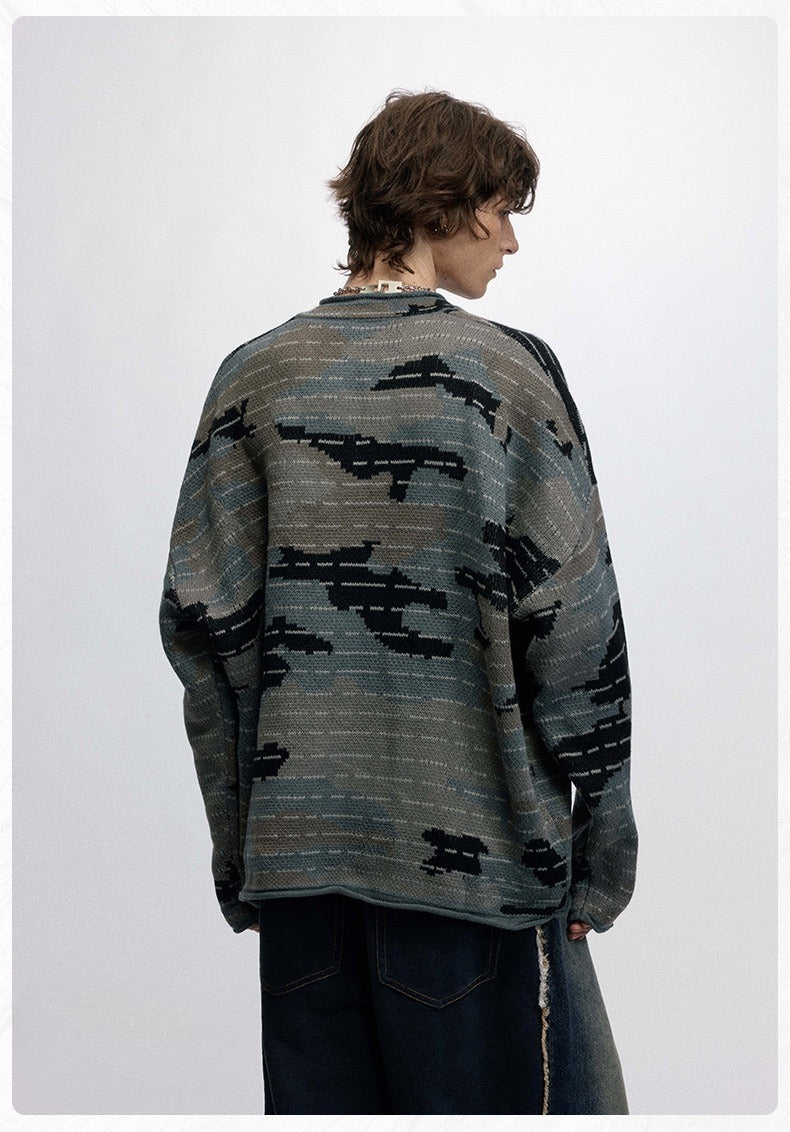 Madxmarx Tactical Camo V-Neck Knit Pullover