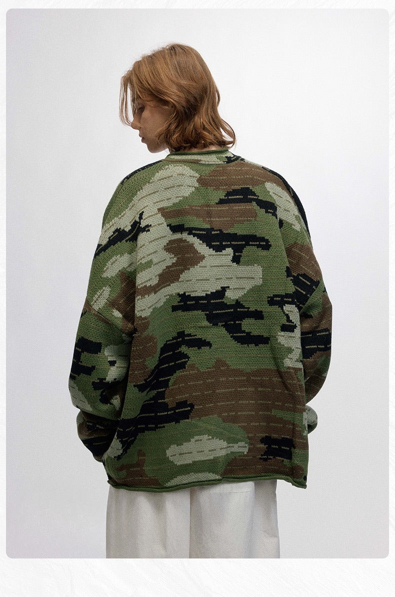 Madxmarx Tactical Camo V-Neck Knit Pullover
