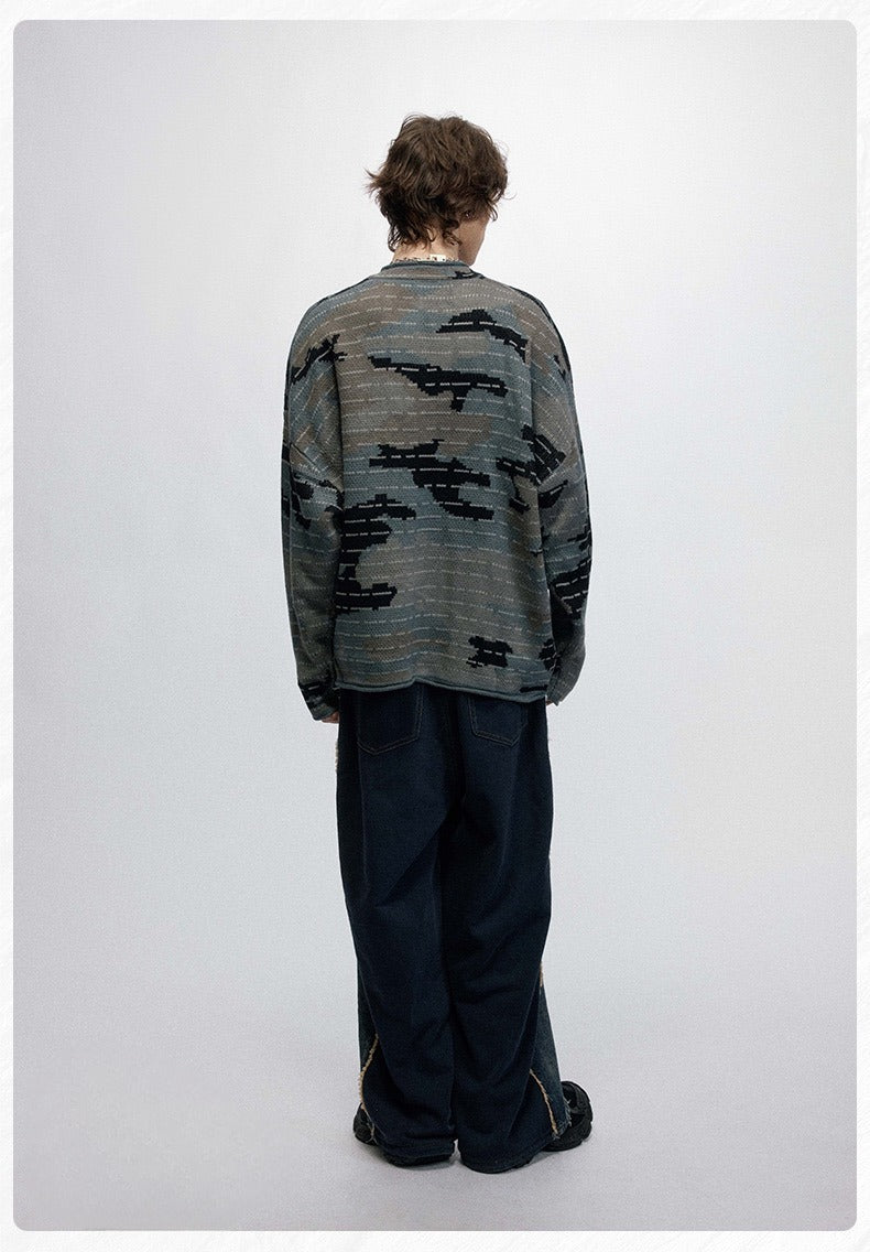 Madxmarx Tactical Camo V-Neck Knit Pullover