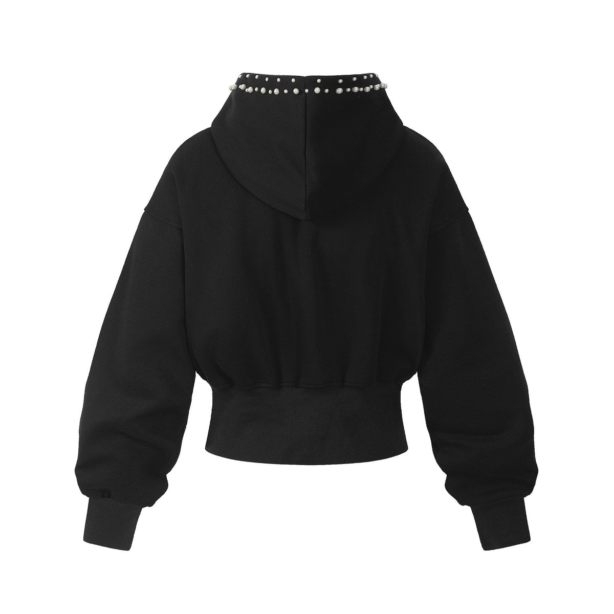 Madxmarx Kurzer Kapuzenpullover mit Perlenbesatz