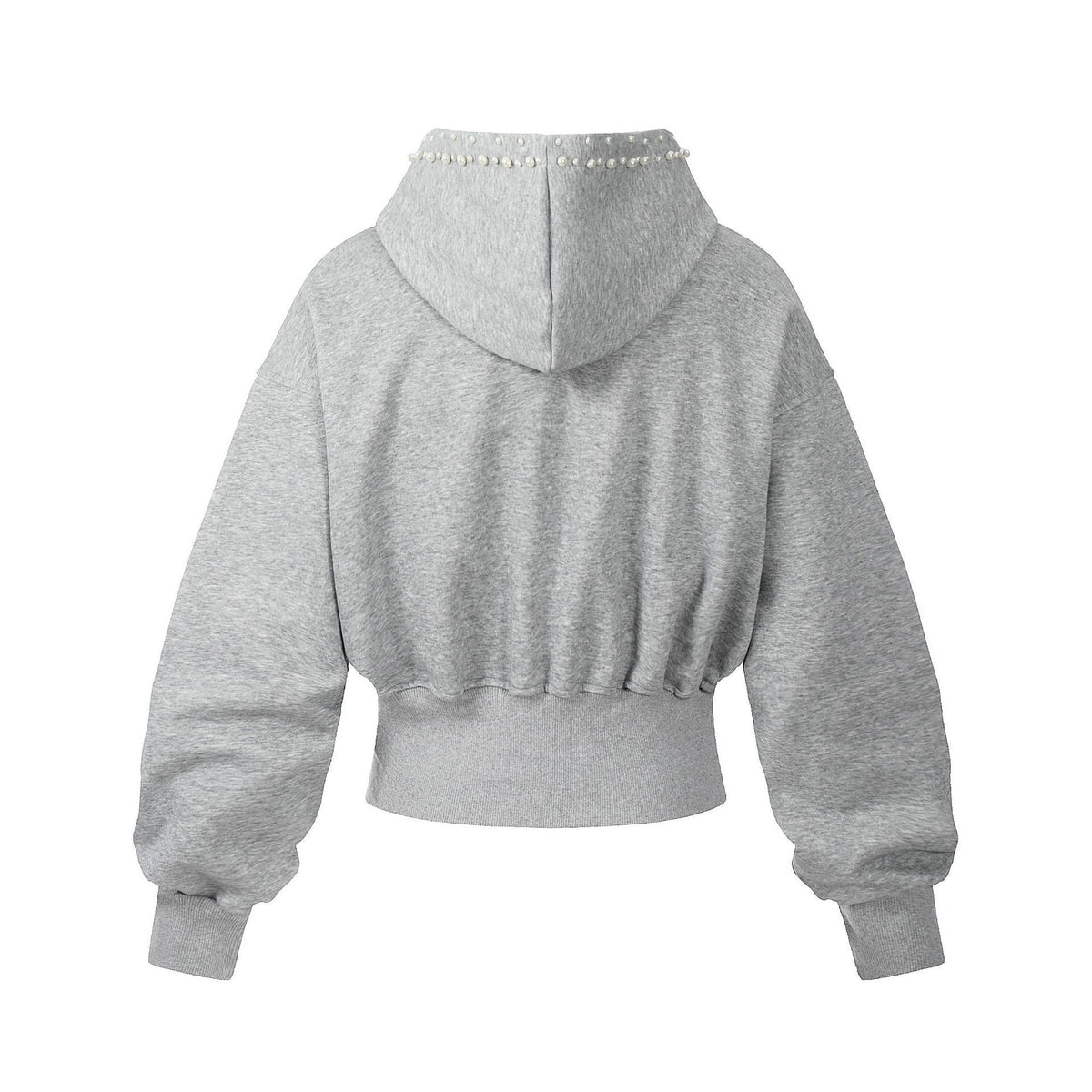Madxmarx Kurzer Kapuzenpullover mit Perlenbesatz