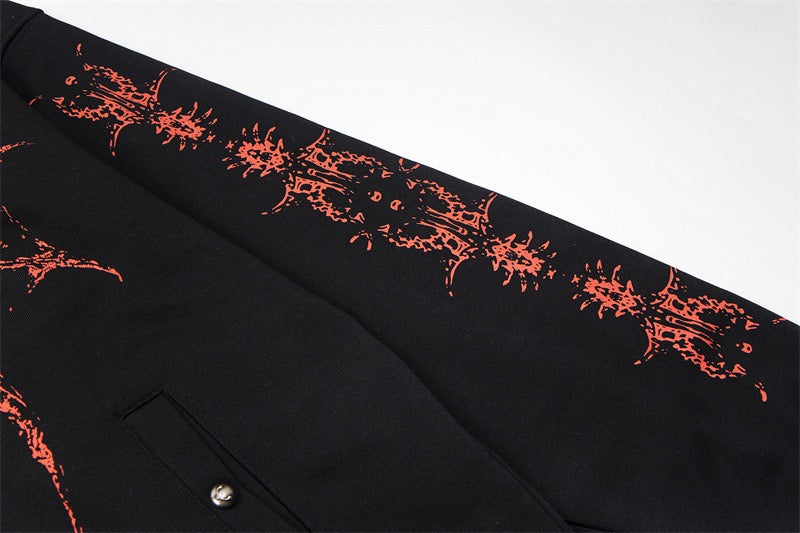 Madxmarx Gothic Dragon Graphic Zip-Up Hoodie