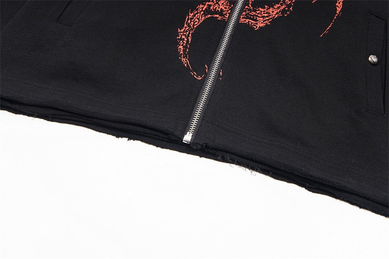 Madxmarx Gothic Dragon Graphic Zip-Up Hoodie