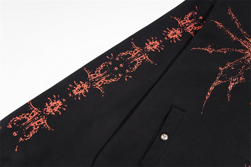 Madxmarx Gothic Dragon Graphic Zip-Up Hoodie