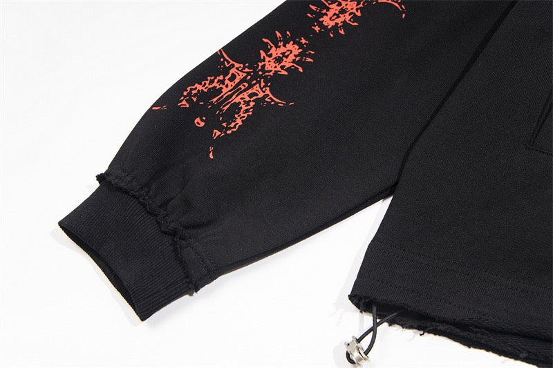 Madxmarx Gothic Dragon Graphic Zip-Up Hoodie