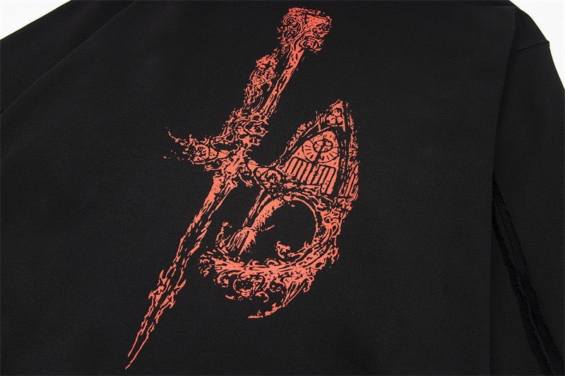 Madxmarx Gothic Dragon Graphic Zip-Up Hoodie