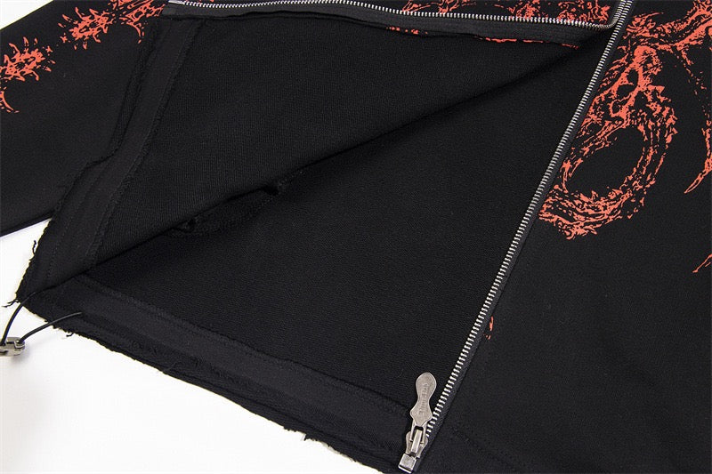 Madxmarx Gothic Dragon Graphic Zip-Up Hoodie