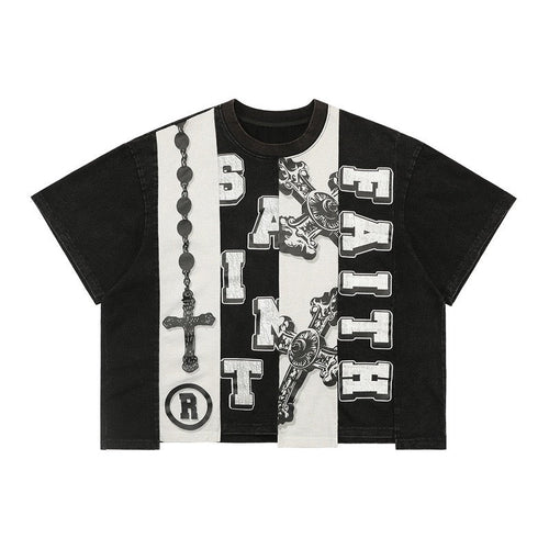 Madxmarx Cross Panel Grafik-T-Shirt - S / Schwarz