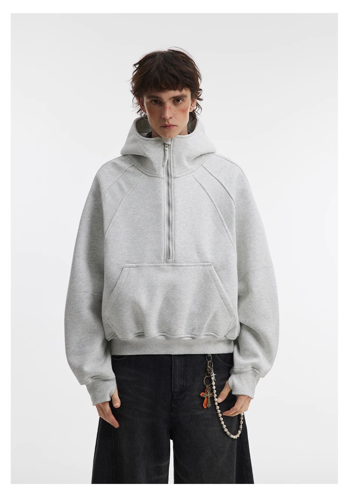 Madxmarx Essential Half-Zip Cropped Hoodie