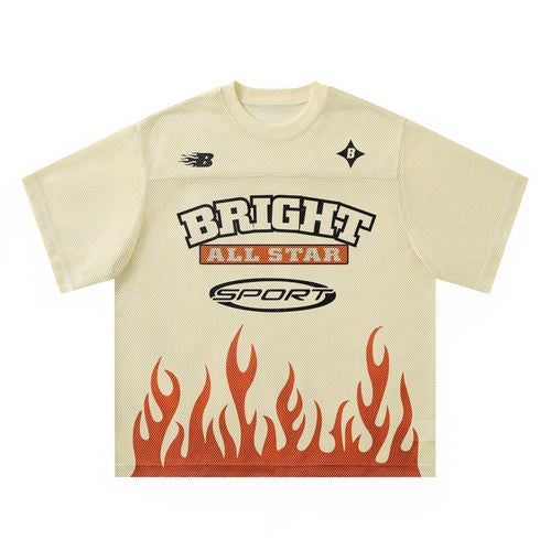 Madxmarx Bright All Star Flame Mesh Tee - S / Apricot