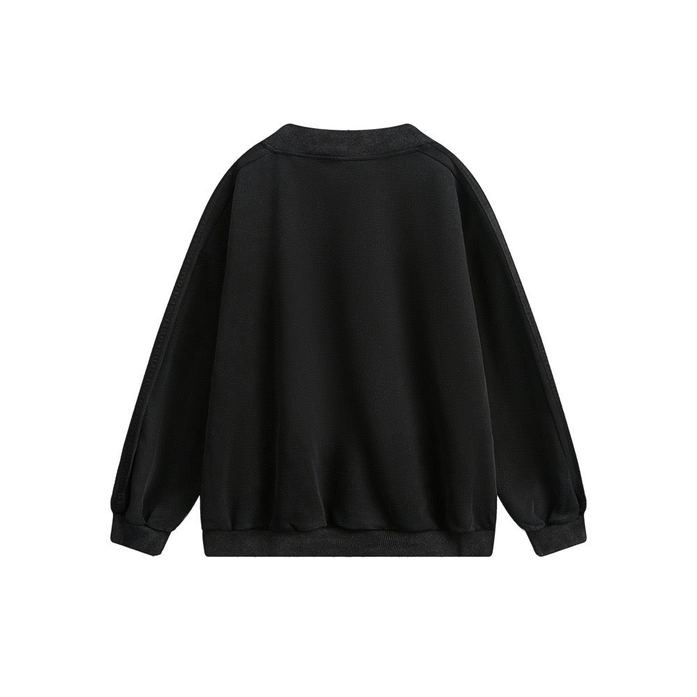 Madxmarx Stripe V-Neck Pullover Sweatshirt