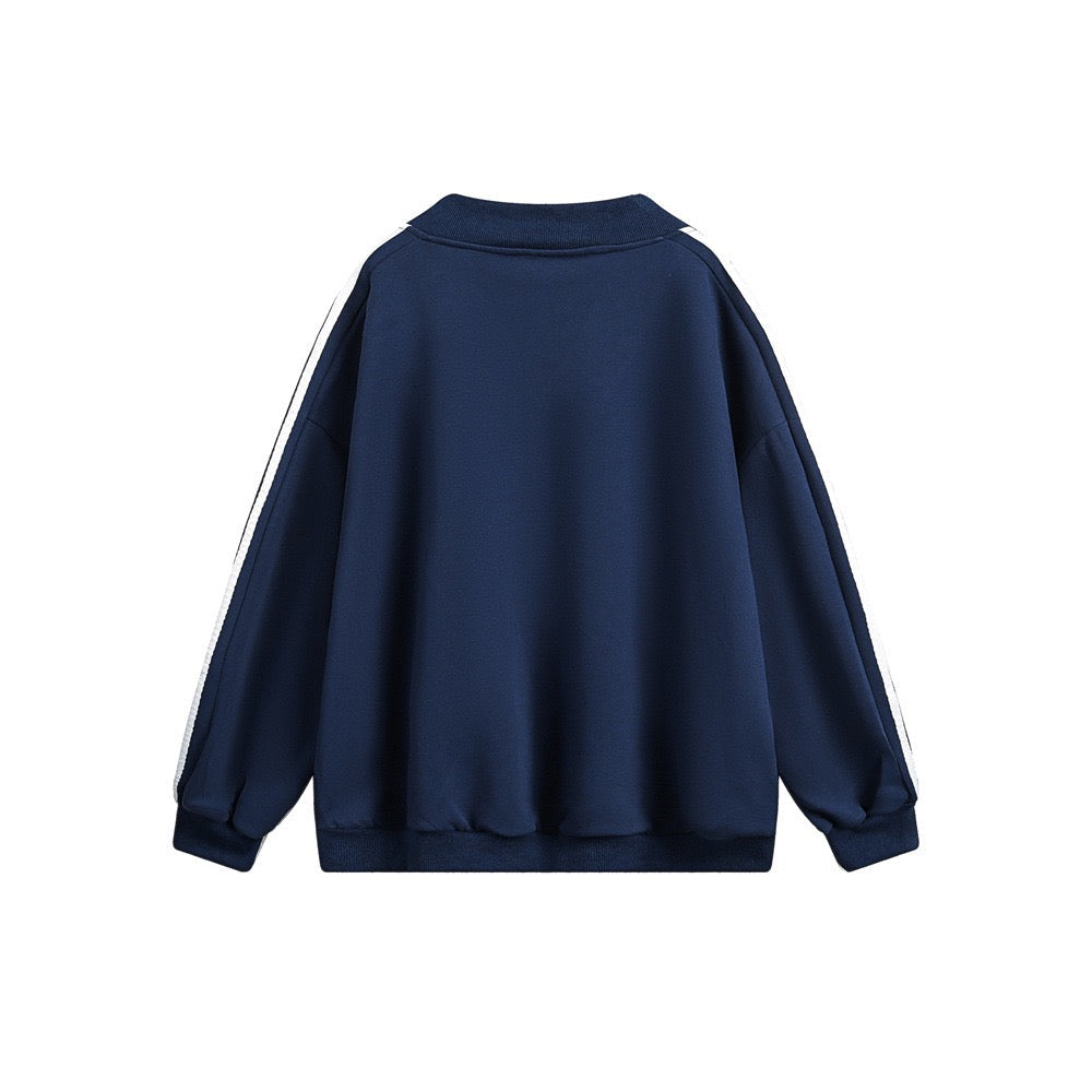 Madxmarx Stripe V-Neck Pullover Sweatshirt